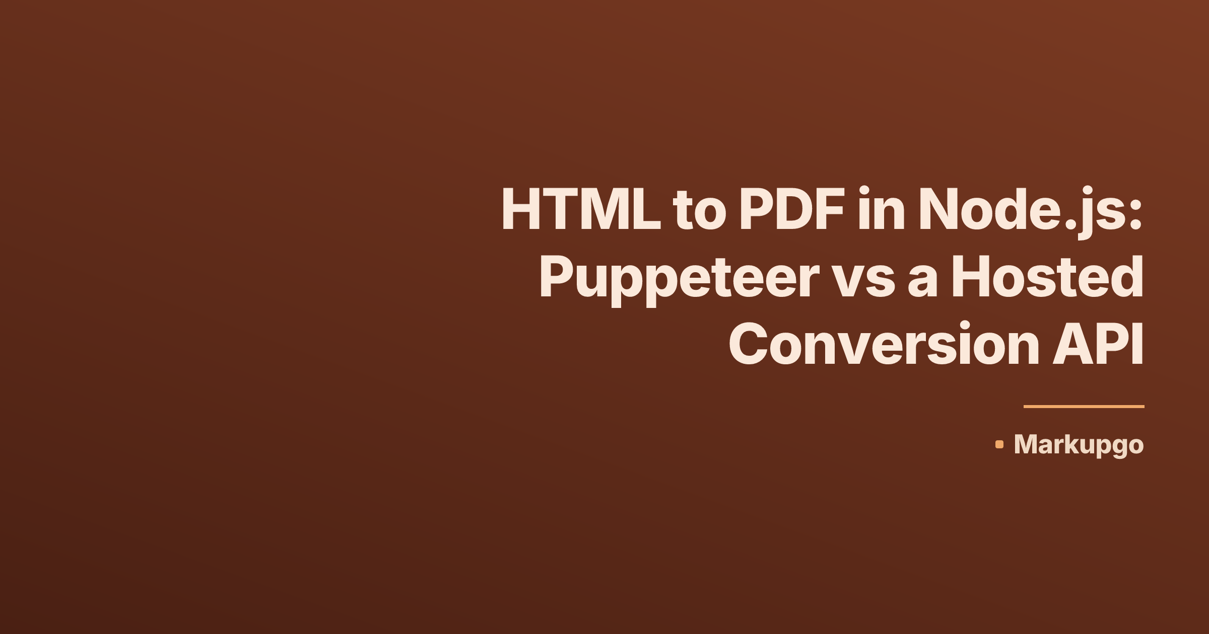 HTML to PDF in Node.js: Puppeteer vs a Hosted Conversion API